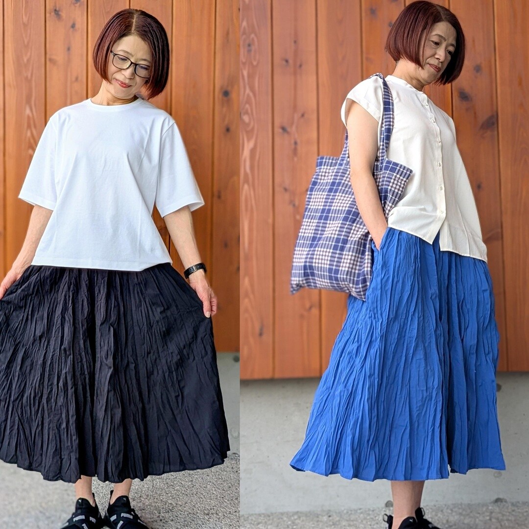 新潟白根】新商品 シワ感を楽しむイージースカートパンツ 入荷してます